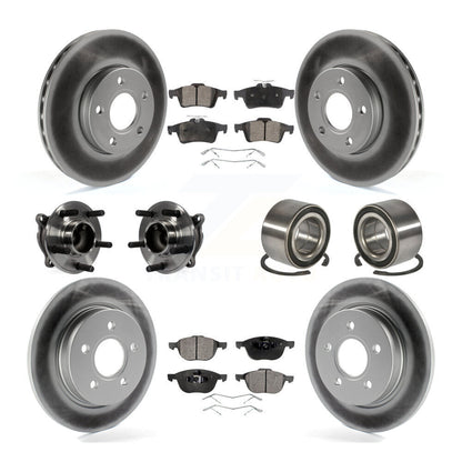 Kit de rotor et de plaquettes de frein à disque revêtus de roulement de moyeu avant et arrière (10 pièces) pour Ford Focu
