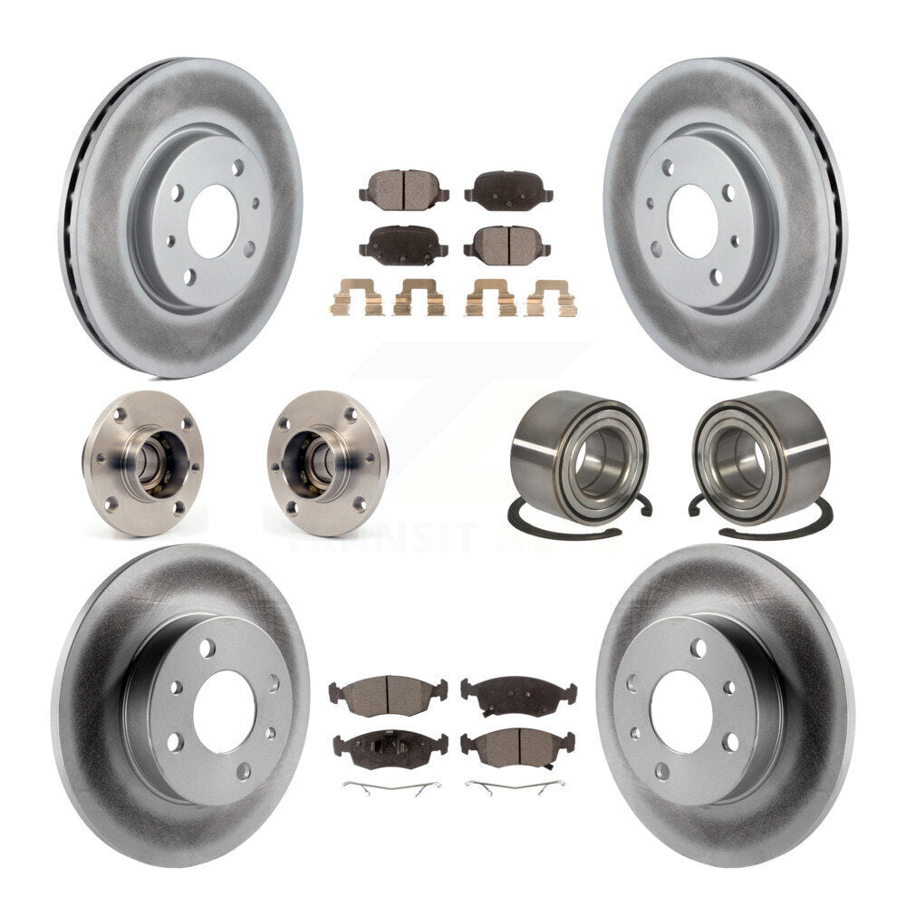 Kit de rotors et plaquettes de frein à disque revêtus de roulement de moyeu avant et arrière (10 pièces) pour Fiat 50