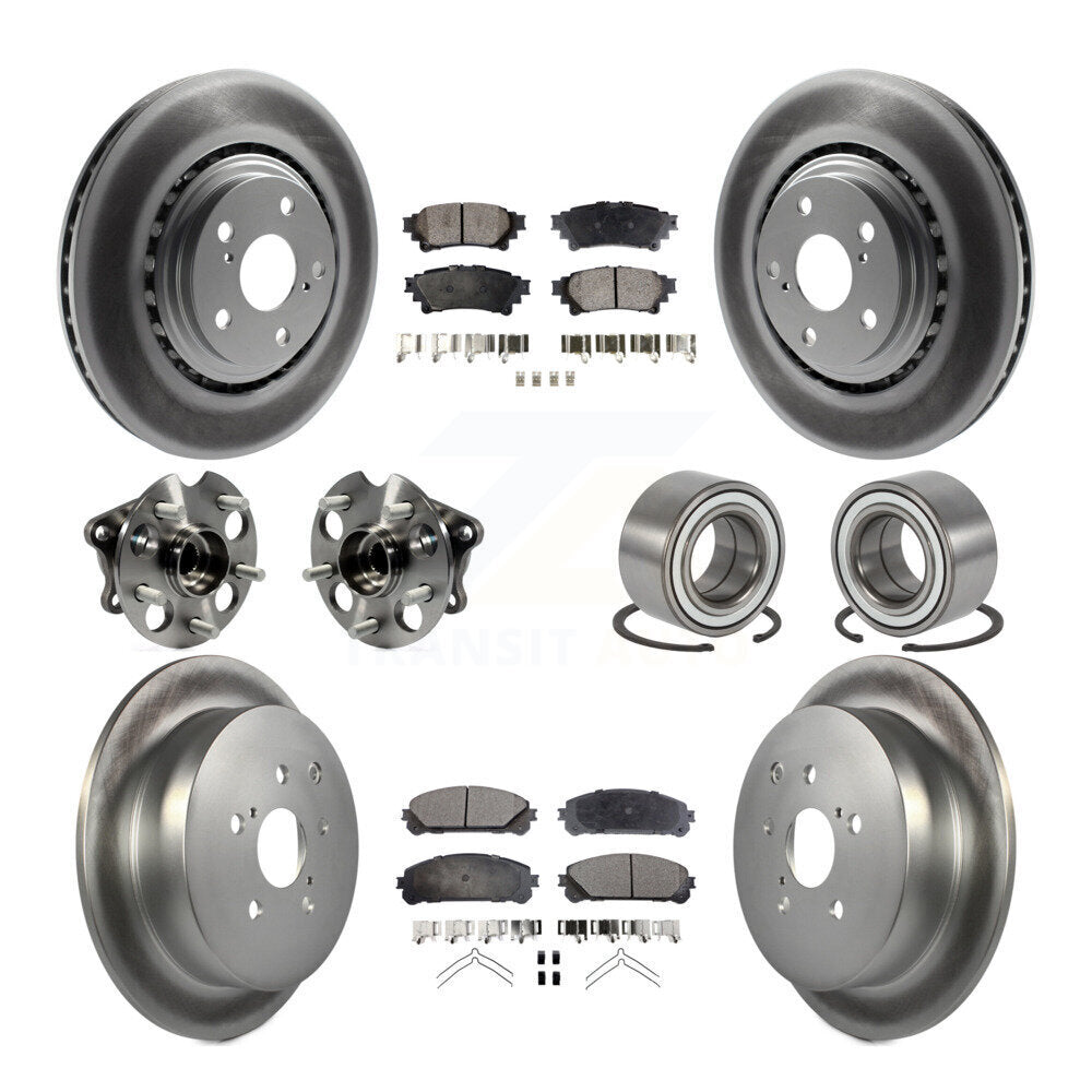 Kit de rotor et de plaquettes de frein revêtus de roulement de moyeu avant et arrière (10 pièces) pour Toyota Sienna AW