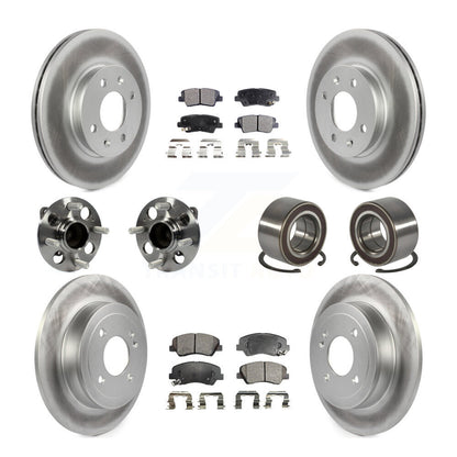 Kit de rotors et plaquettes de frein à disque revêtus de roulements de moyeu avant et arrière (10 pièces) pour Kia Ri