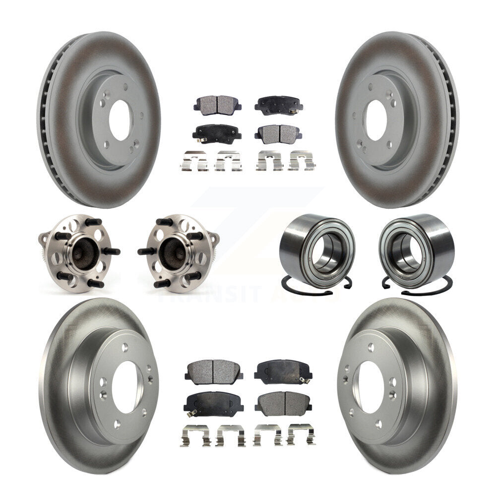 Kit de rotors et plaquettes de frein revêtus de roulement de moyeu avant et arrière (10 pièces) pour Hyundai Veloste