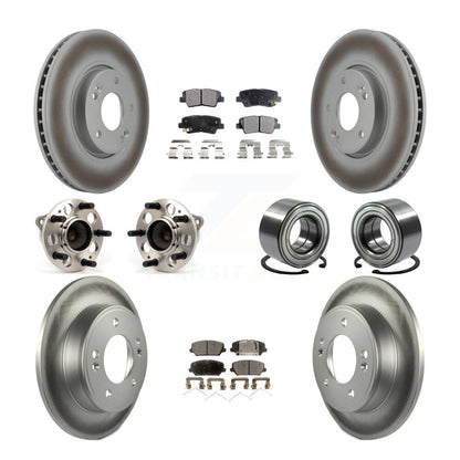 Kit de rotors et plaquettes de frein revêtus de roulement de moyeu avant et arrière (10 pièces) pour Kia Forte Forte