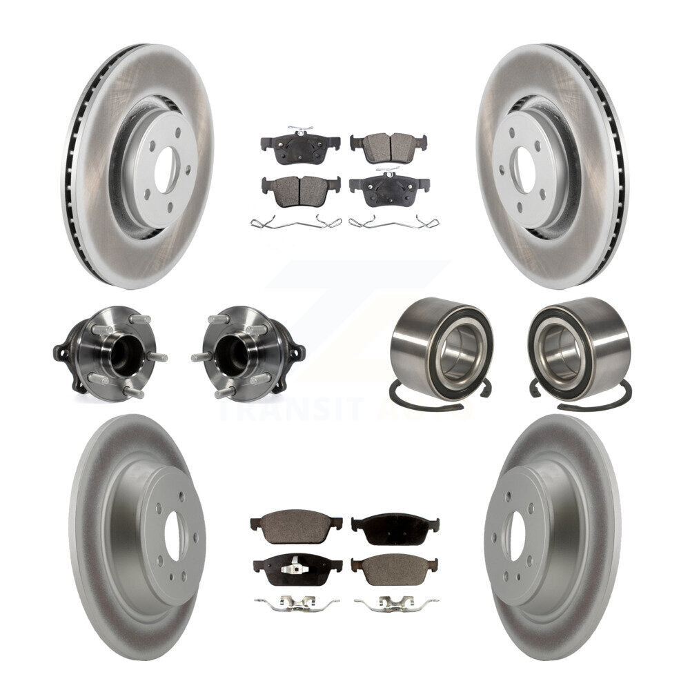 Kit de rotors et plaquettes de frein à disque revêtus de roulement de moyeu avant et arrière (10 pièces) pour Lincoln MK