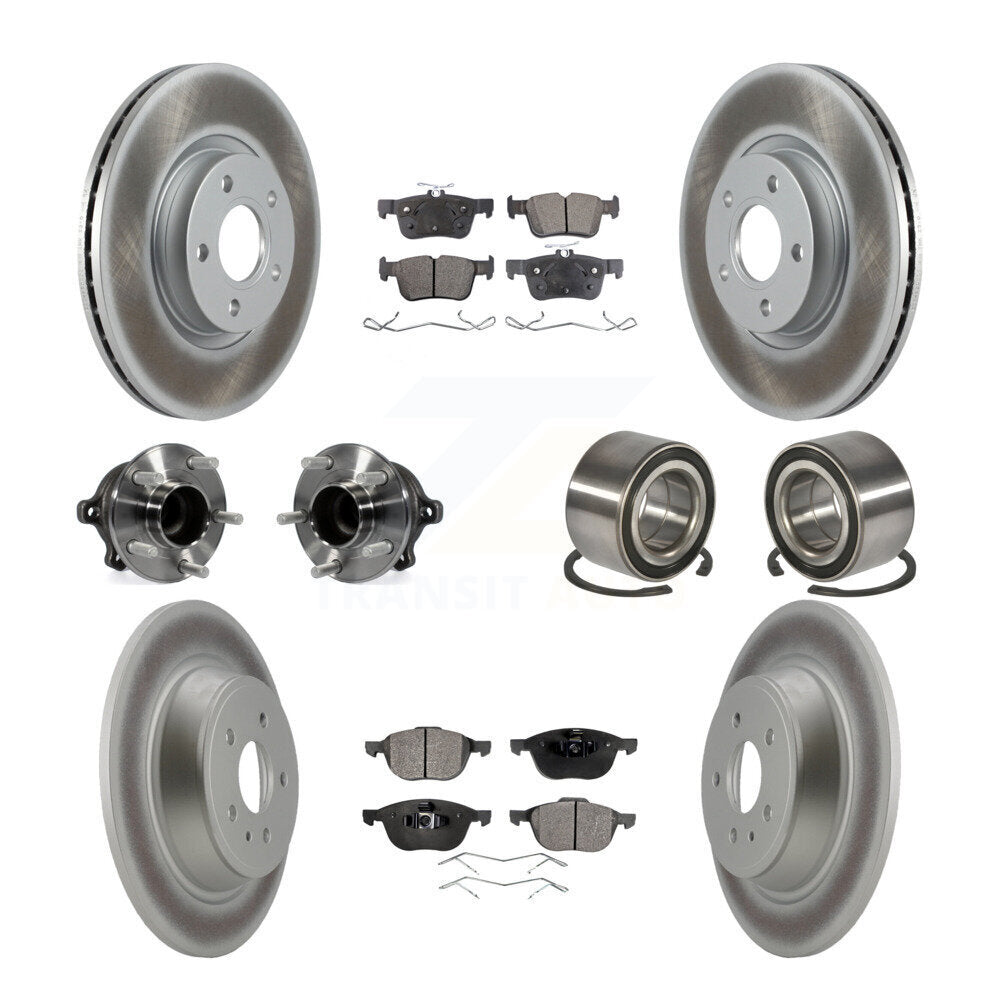 Kit de rotors et plaquettes de frein à disque revêtus de roulement de moyeu avant et arrière (10 pièces) pour Ford Escap