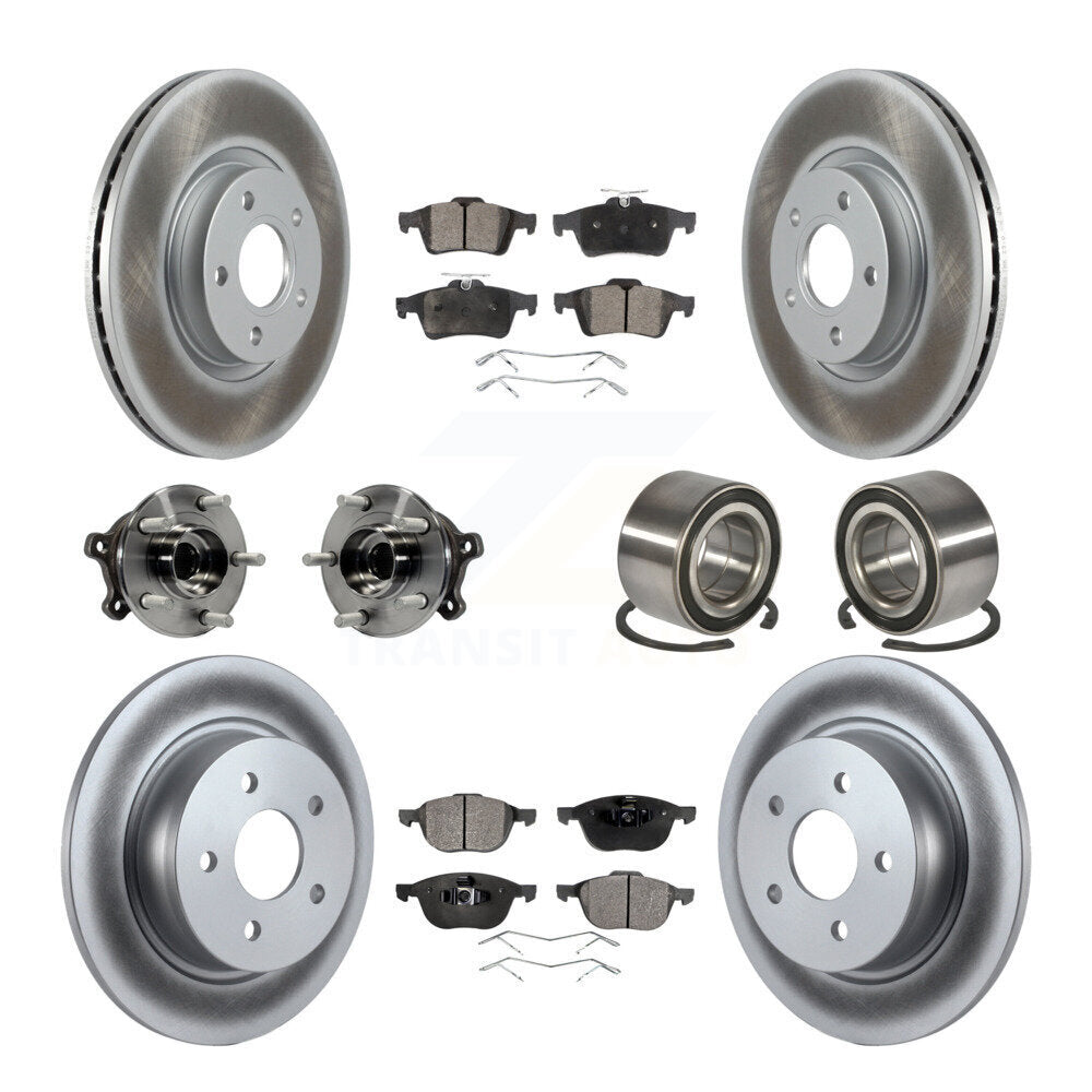 Kit de rotors et plaquettes de frein à disque revêtus de roulement de moyeu avant et arrière (10 pièces) pour Ford Escap