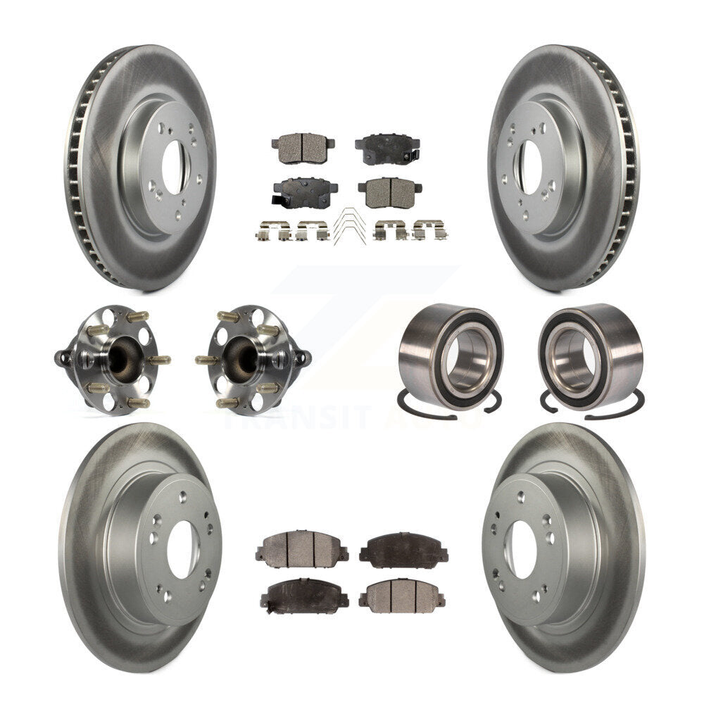 Kit de rotor et de plaquettes de frein à disque revêtus de roulement de moyeu avant et arrière (10 pièces) pour Honda Accor