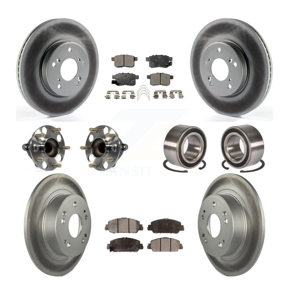Kit de rotor et de plaquettes de frein à disque revêtus de roulement de moyeu avant et arrière (10 pièces) pour Honda Accor