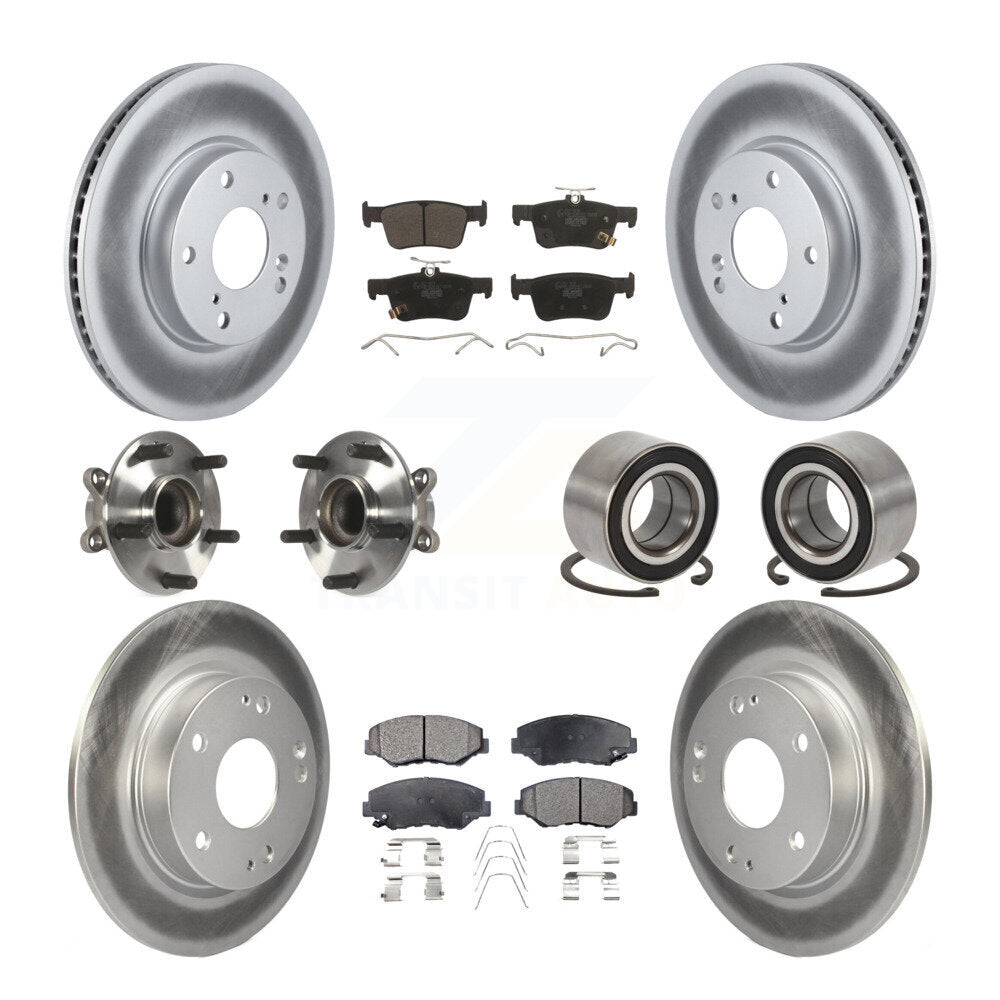 Kit de rotors et plaquettes de frein à disque revêtus de roulement de moyeu avant et arrière (10 pièces) pour Honda Civi
