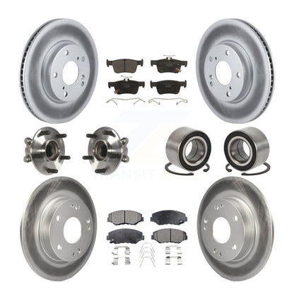 Kit de rotors et plaquettes de frein à disque revêtus de roulement de moyeu avant et arrière (10 pièces) pour Honda Civi