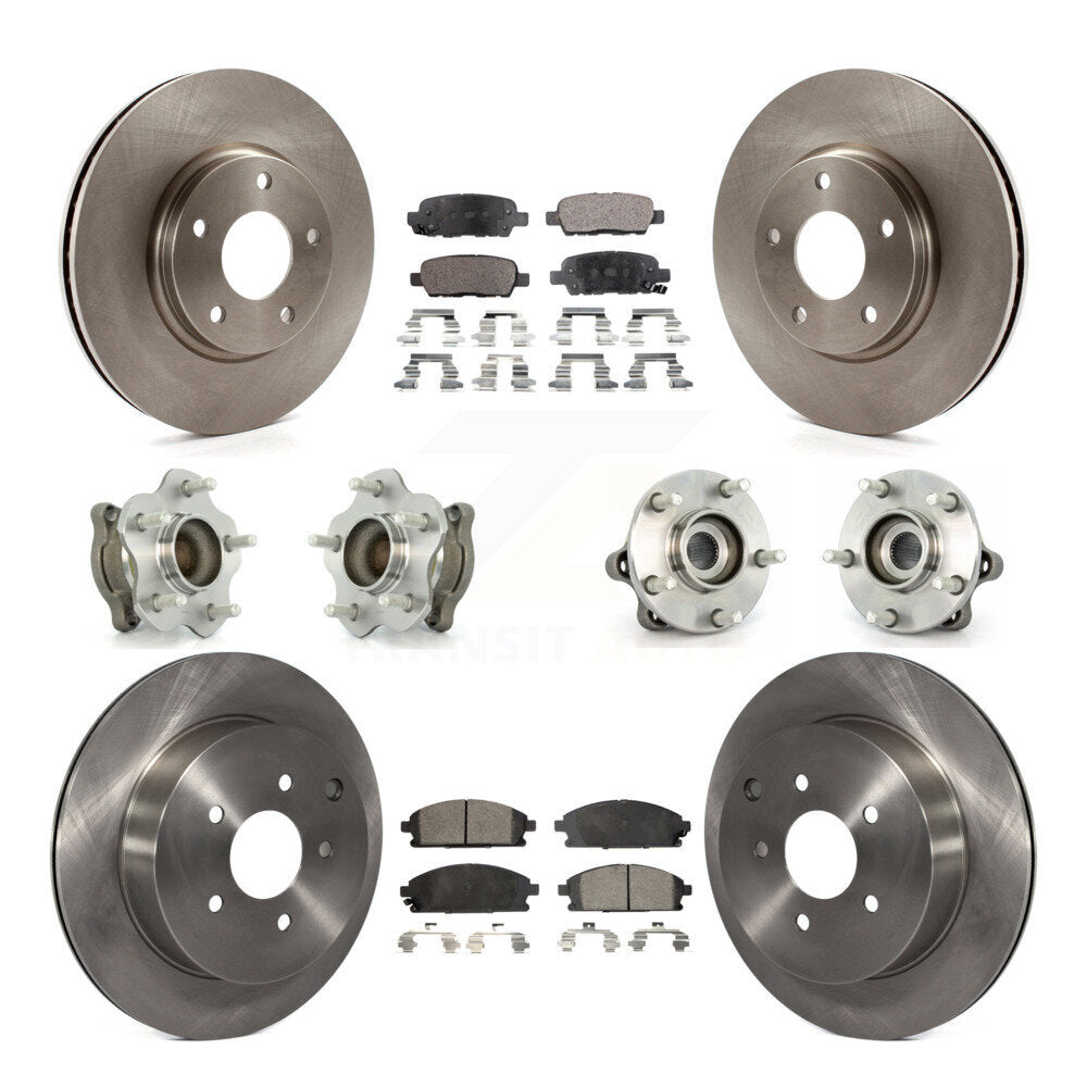 Kit de rotor et de plaquettes de frein avec roulement de moyeu avant et arrière (10 pièces) pour Nissan Ques 2004 – 2009