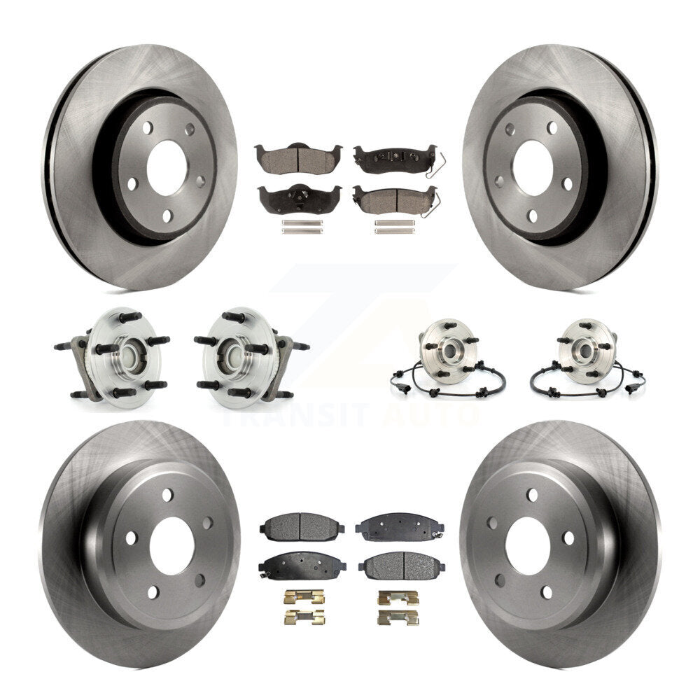 Kit de rotor et de plaquettes de frein à disque, roulement de moyeu avant et arrière (10 pièces) pour Jeep Grand Cheroke