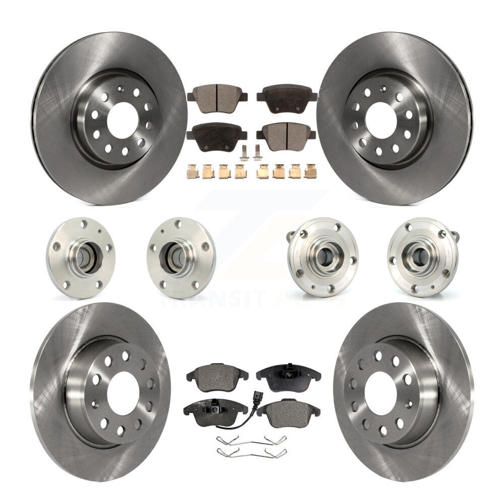 Kit de rotors et plaquettes de frein avec roulement de moyeu avant et arrière (10 pièces) pour Volkswagen Passa 12-14