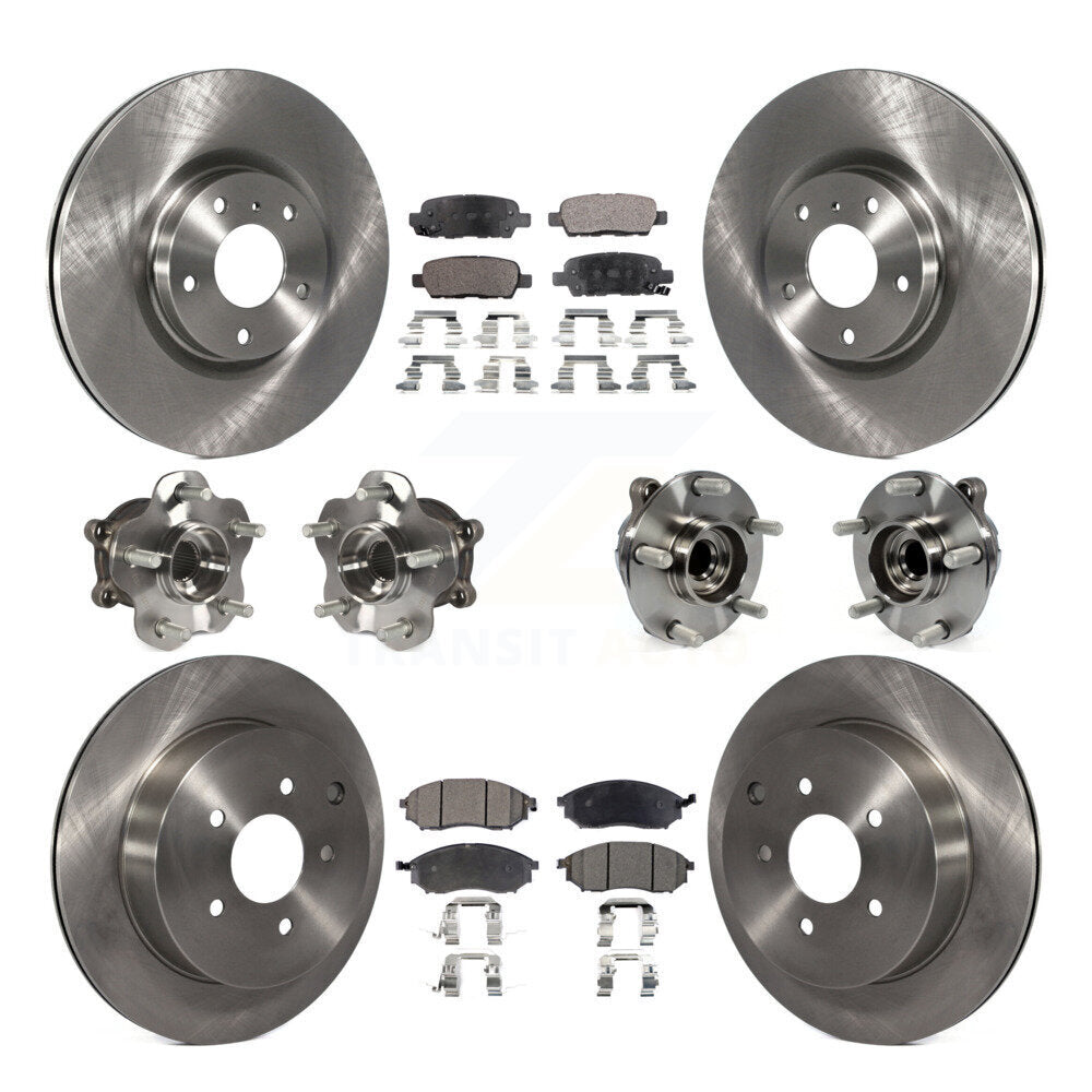Kit de rotor et plaquettes de frein avec roulement de moyeu avant et arrière (10 pièces) pour INFINITI QX70 RW 15-17