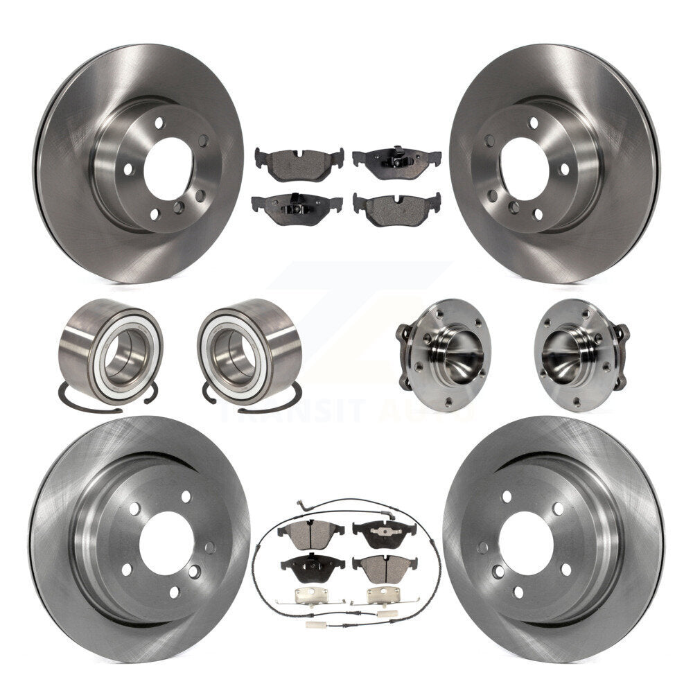Kit de roulements de moyeu avant et arrière, Rotors et plaquettes de frein à disque (10 pièces) pour BMW 328