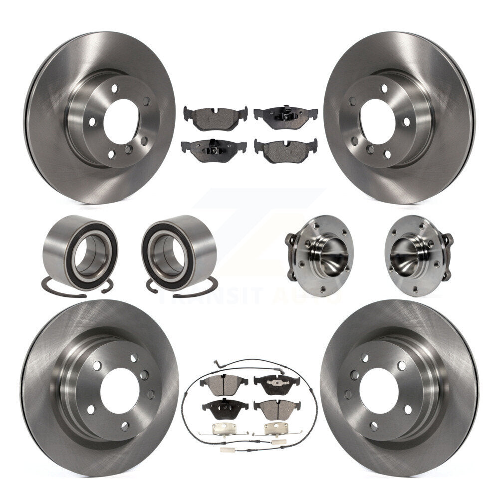 Kit de roulements de moyeu avant et arrière, Rotors et plaquettes de frein à disque (10 pièces) pour BMW 328