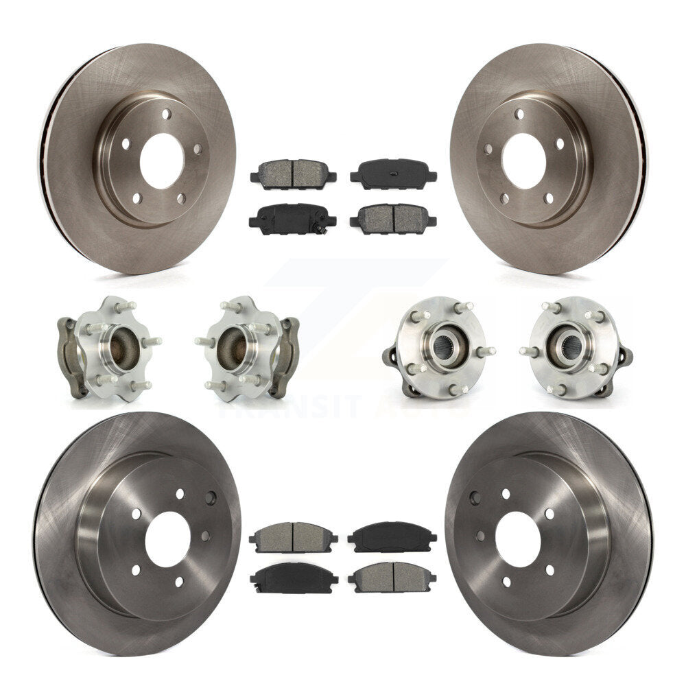 Kit de rotor et de plaquettes de frein avec roulement de moyeu avant et arrière (10 pièces) pour Nissan Ques 2004 – 2009