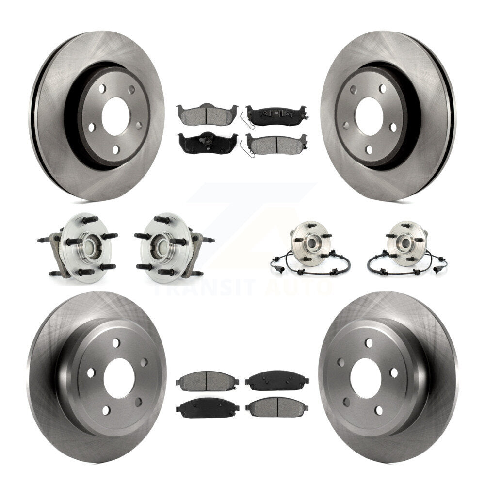 Kit de rotor et de plaquettes de frein à disque, roulement de moyeu avant et arrière (10 pièces) pour Jeep Grand Cheroke