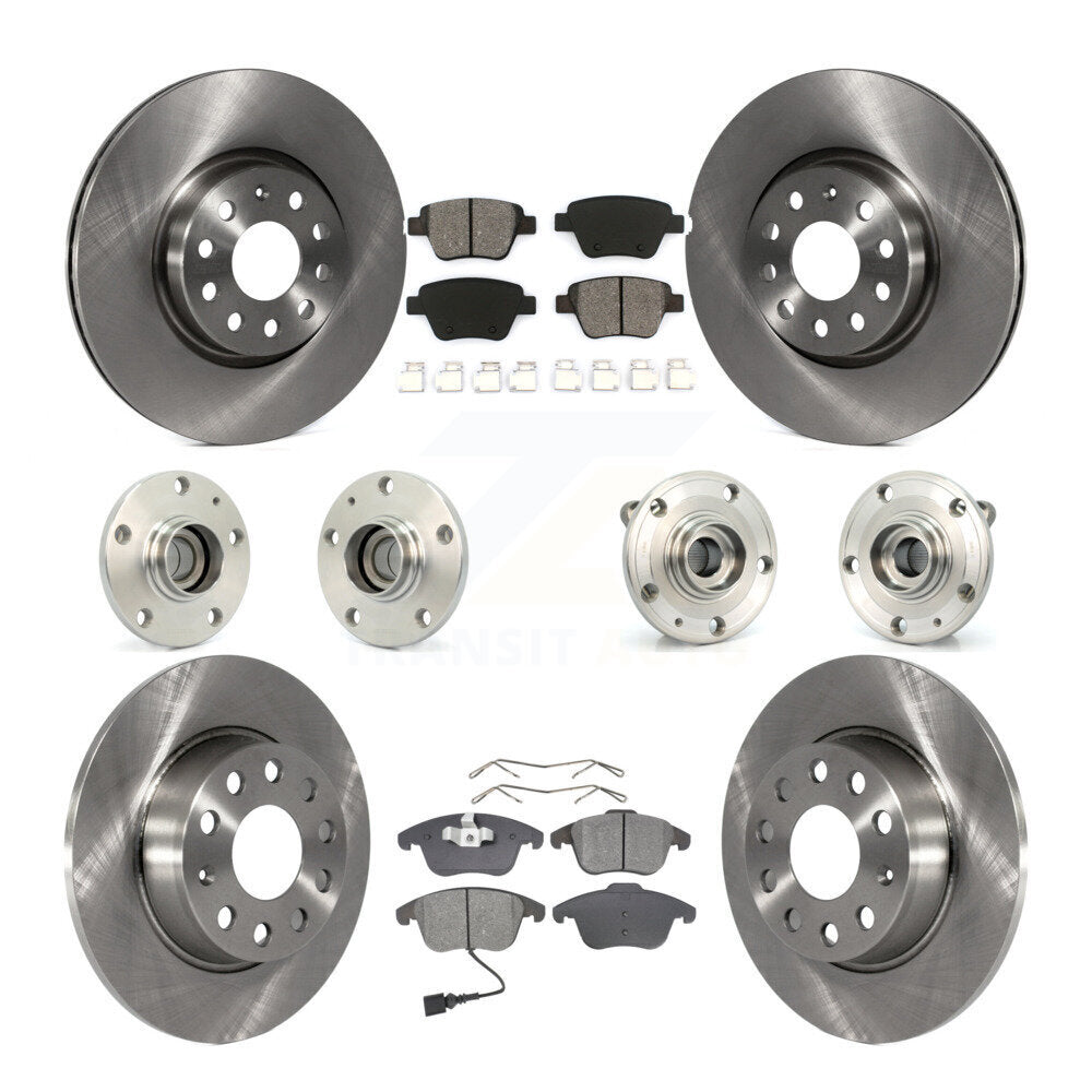 Kit de rotors et plaquettes de frein avec roulement de moyeu avant et arrière (10 pièces) pour Volkswagen Passa 12-14