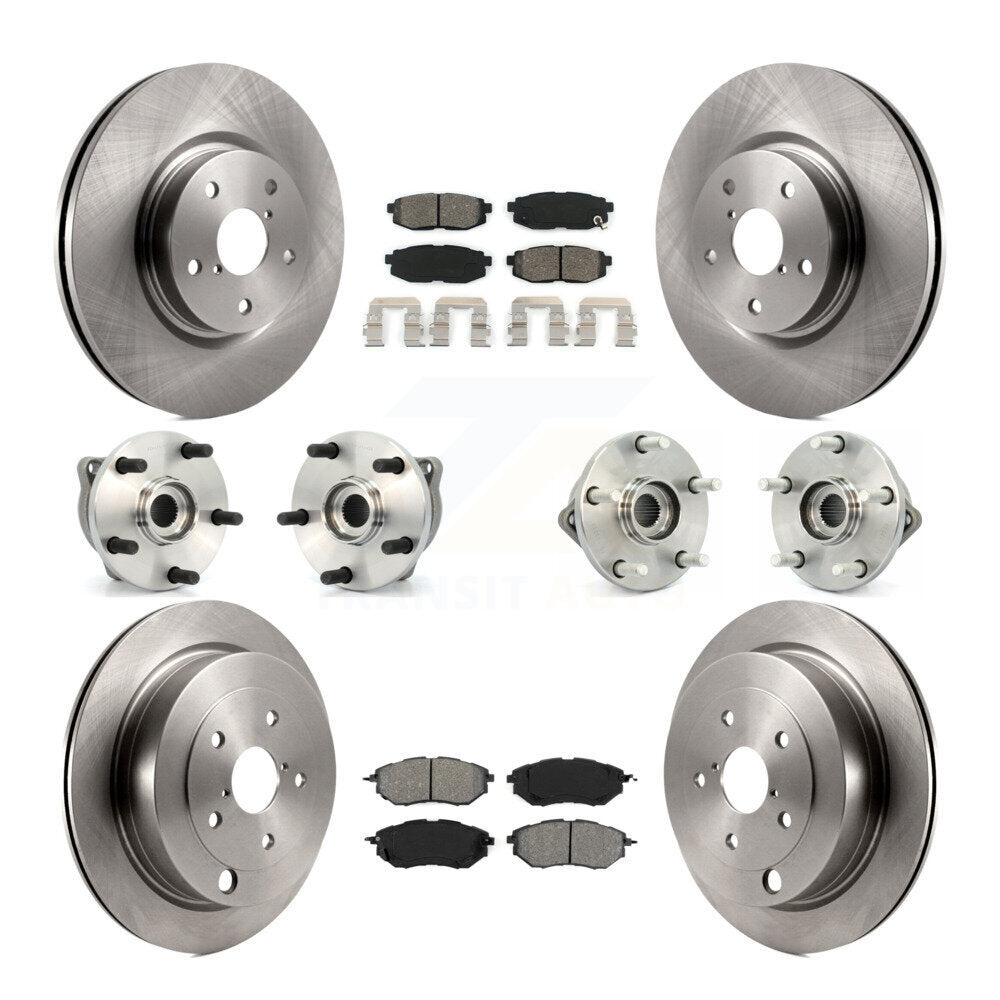 Kit de rotor et de plaquettes de frein avec roulement de moyeu avant et arrière (10 pièces) pour Subaru Tribec 2008-2014