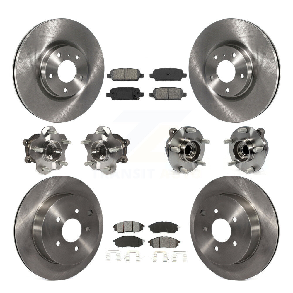 Kit de rotor et plaquettes de frein avec roulement de moyeu avant et arrière (10 pièces) pour INFINITI QX70 RW 15-17