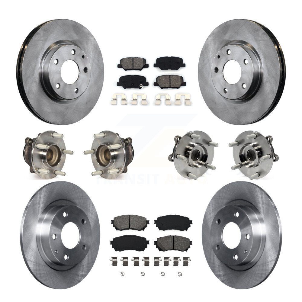Ensemble de roulements de moyeu avant et arrière, Rotor de frein à disque et Kit de plaquettes (10 pièces) pour Mazda