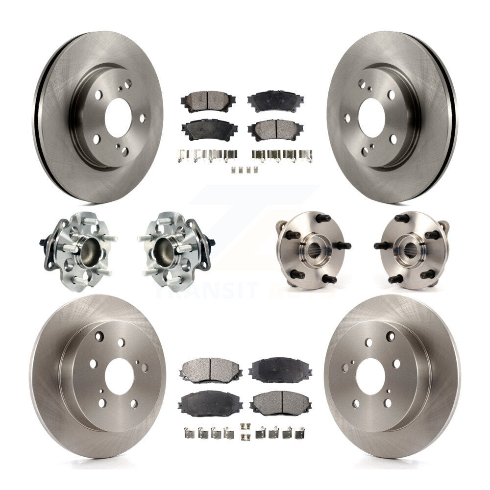 Kit de rotor et de plaquettes de frein, roulement de moyeu avant et arrière (10 pièces) pour Toyota Prius 2012 – 2018
