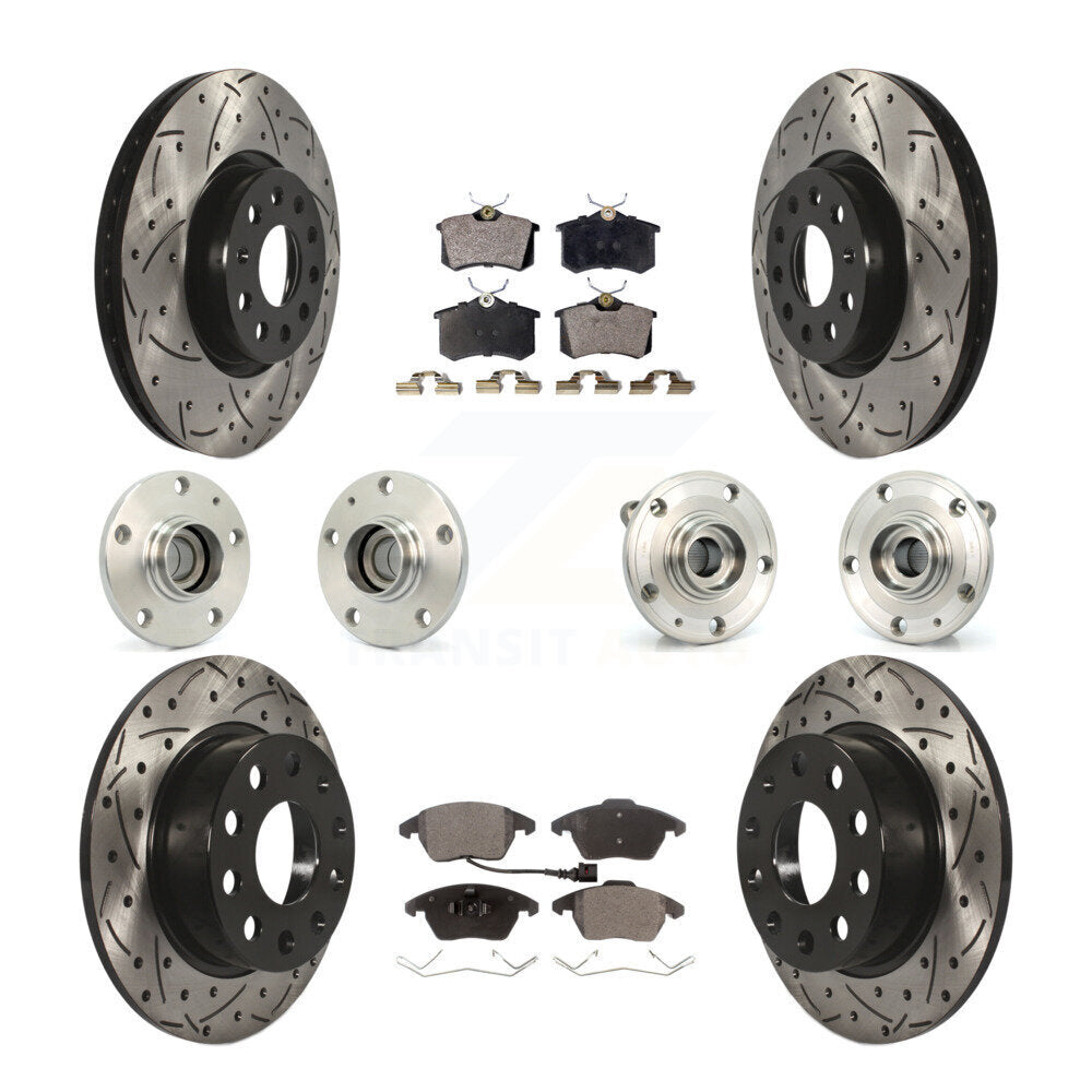 Kit de rotors et plaquettes de frein revêtus de roulement de moyeu avant et arrière (10 pièces) pour Volkswagen Jett