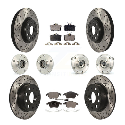 Kit de rotors et plaquettes de frein revêtus de roulement de moyeu avant et arrière (10 pièces) pour Volkswagen Jett