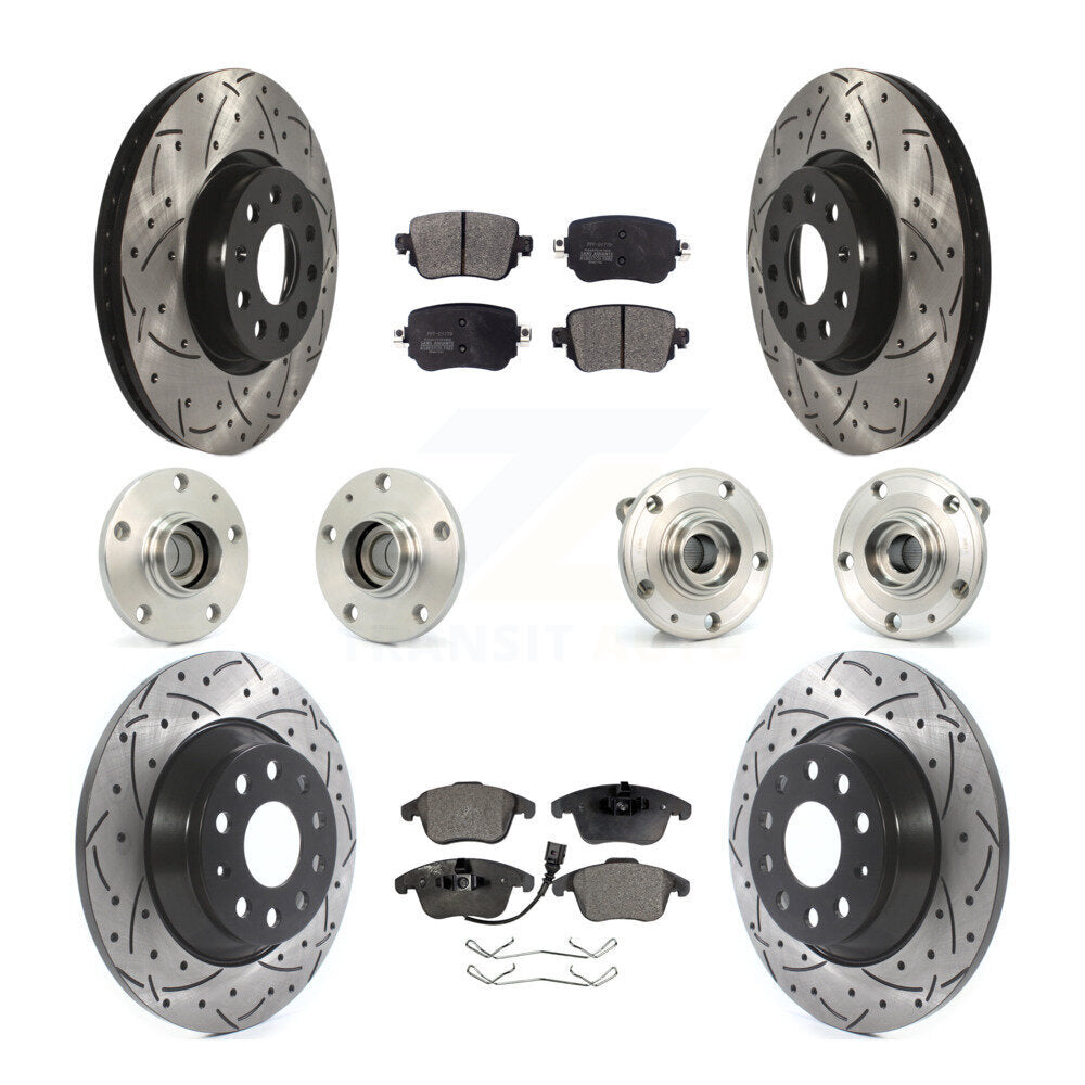 Kit de rotors et plaquettes de frein revêtus de roulement de moyeu avant et arrière (10 pièces) pour Audi Q 2016 – 2018