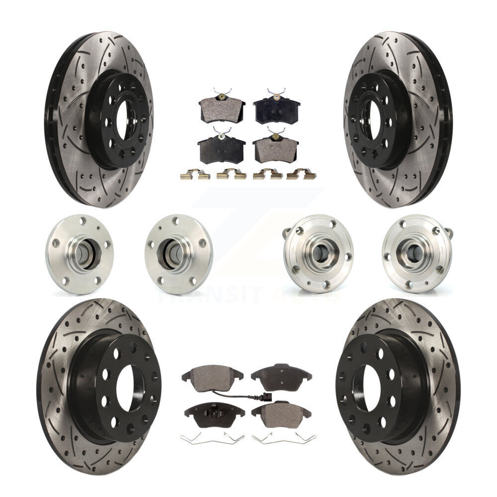 Kit de rotors et plaquettes de frein revêtus de roulement de moyeu avant et arrière (10 pièces) pour Volkswagen Jett