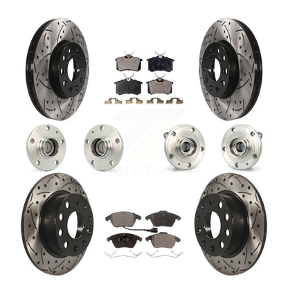 Kit de rotors et plaquettes de frein revêtus de roulement de moyeu avant et arrière (10 pièces) pour Volkswagen Jett