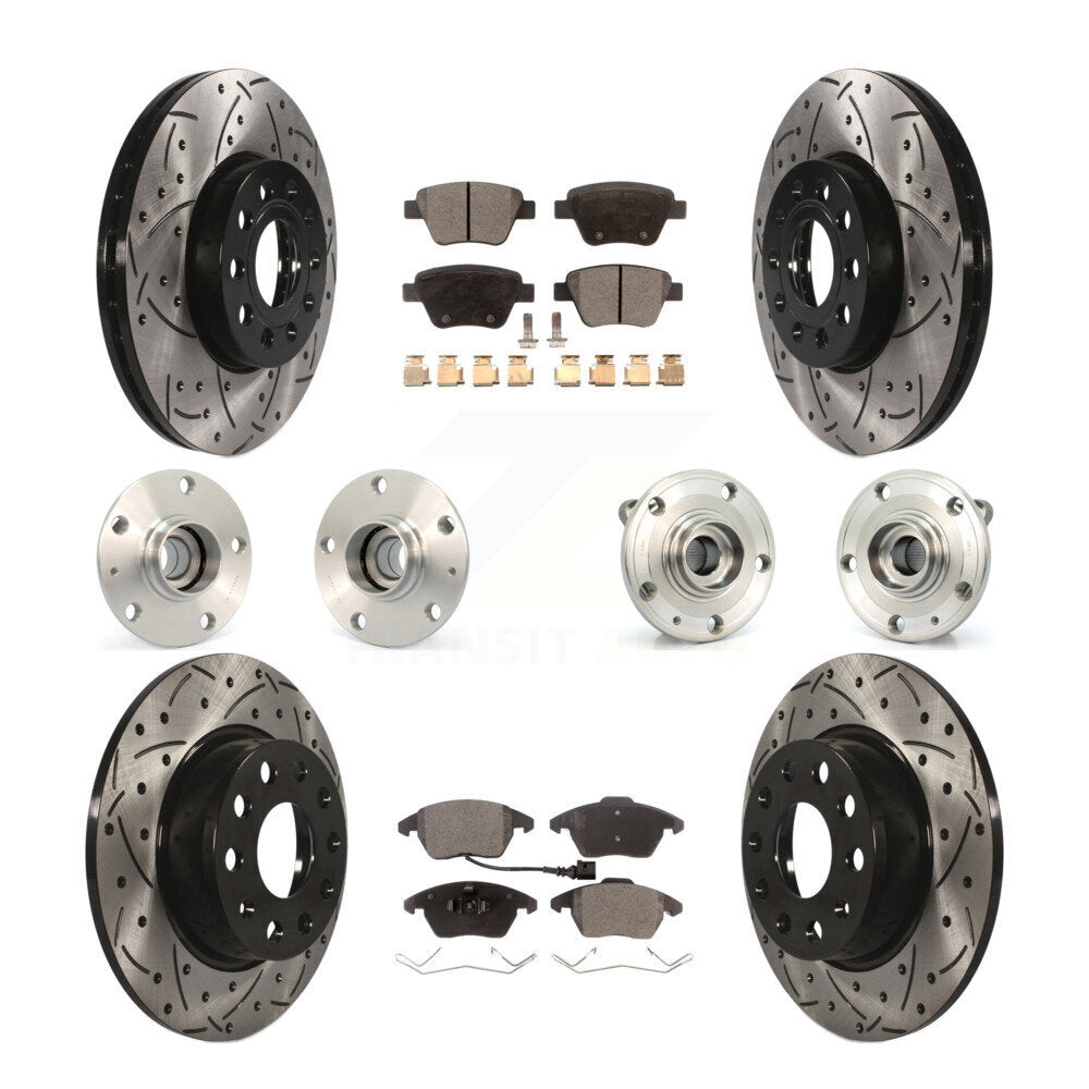 Kit de rotor et de plaquettes de frein revêtus de roulement de moyeu avant et arrière (10 pièces) pour Volkswagen Beetl