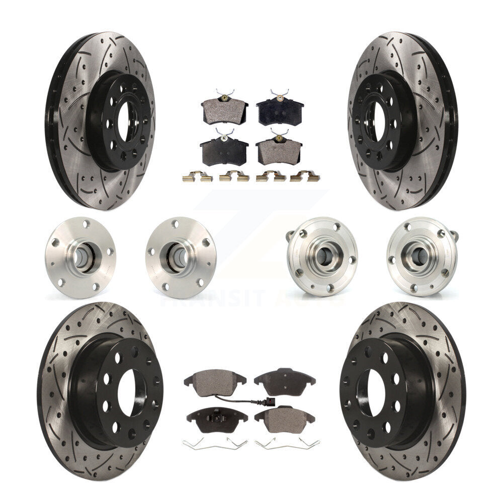 Kit de rotor et de plaquettes de frein revêtus de roulement de moyeu avant et arrière (10 pièces) pour Volkswagen Beetl