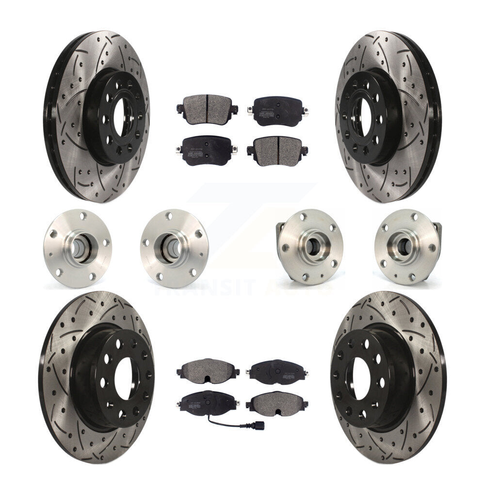 Kit de rotor et de plaquettes de frein revêtus de roulement de moyeu avant et arrière (10 pièces) pour Volkswagen Gol