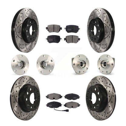 Kit de rotor et de plaquettes de frein revêtus de roulement de moyeu avant et arrière (10 pièces) pour Volkswagen Gol