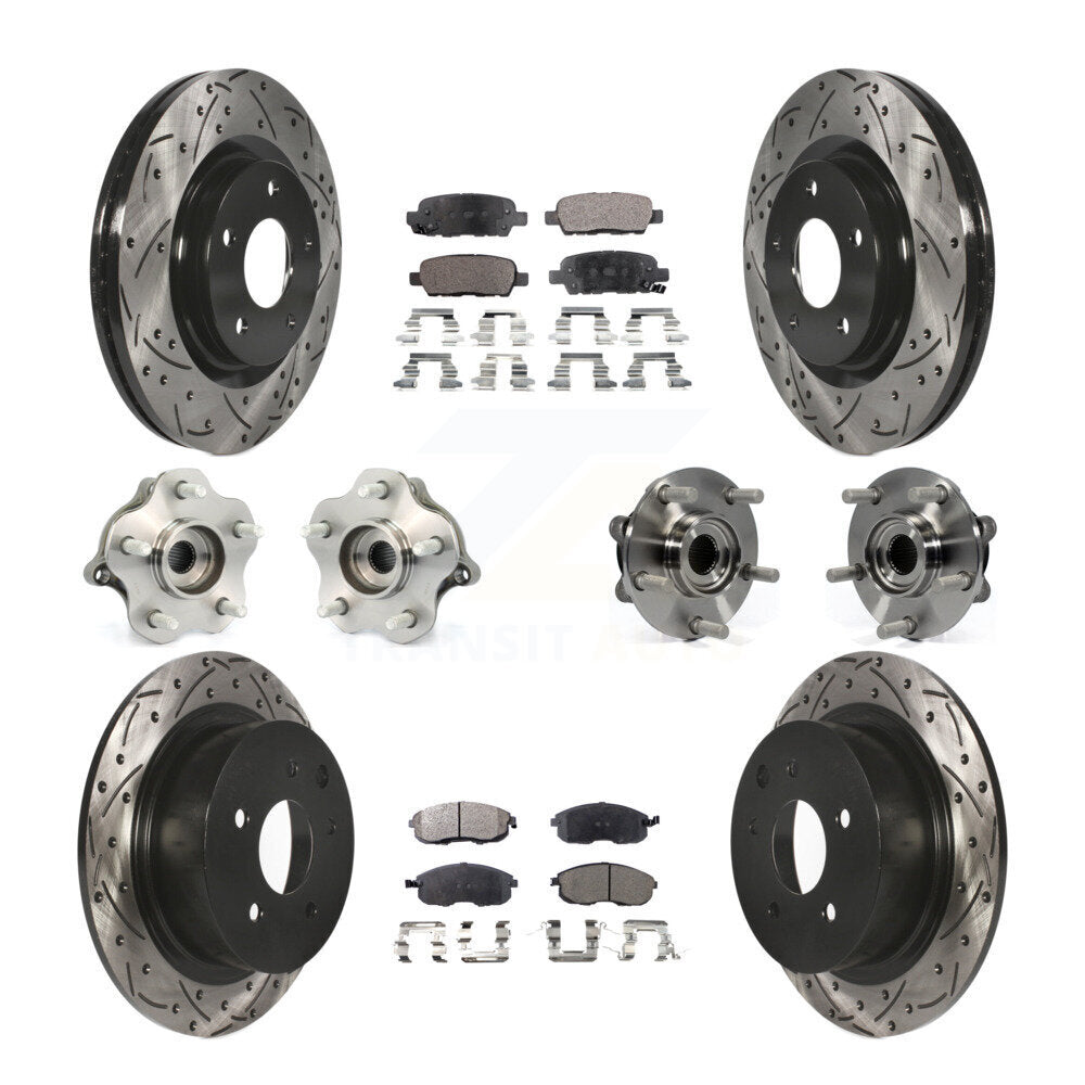 Kit de rotors et plaquettes de frein à disque revêtus de roulement de moyeu avant et arrière (10 pièces) pour Nissan Juk