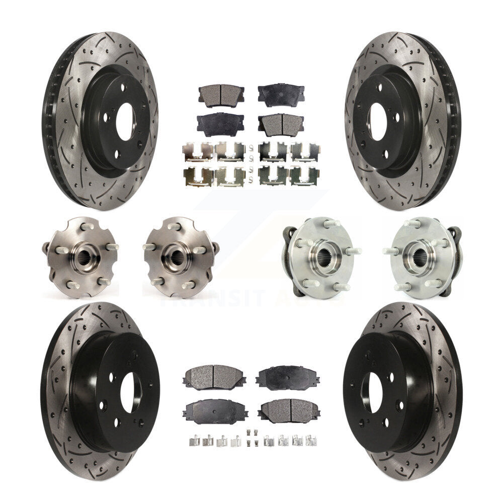 Kit de rotors et plaquettes de frein à disque revêtus de roulement de moyeu avant et arrière (10 pièces) pour Toyota RAV