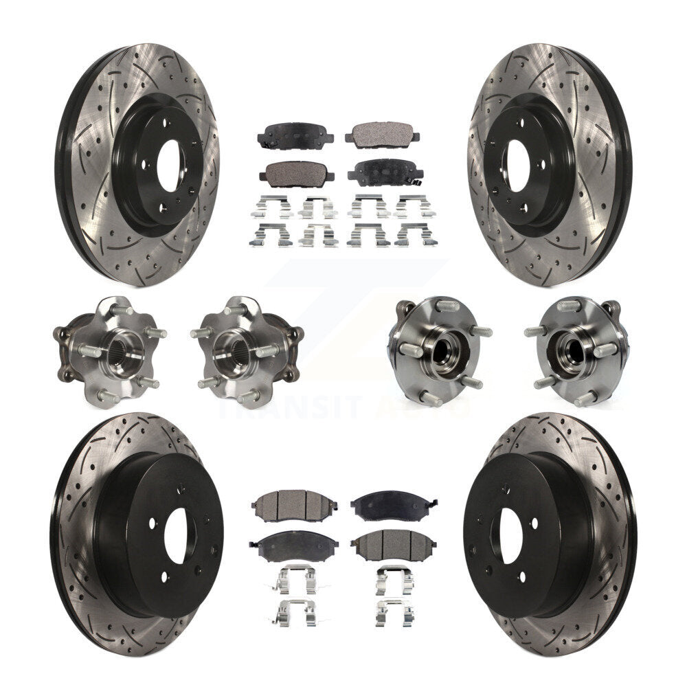 Kit de rotor et de plaquettes de frein revêtus de roulement de moyeu avant et arrière (10 pièces) pour INFINITI QX70 RW