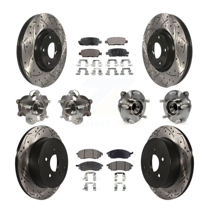Kit de rotor et de plaquettes de frein revêtus de roulement de moyeu avant et arrière (10 pièces) pour INFINITI QX70 RW