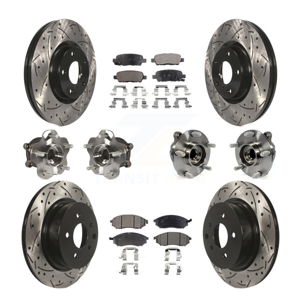Kit de plaquettes de rotor de frein enduites de roulement de moyeu avant et arrière (10 pièces) pour INFINITI EX35 QX5