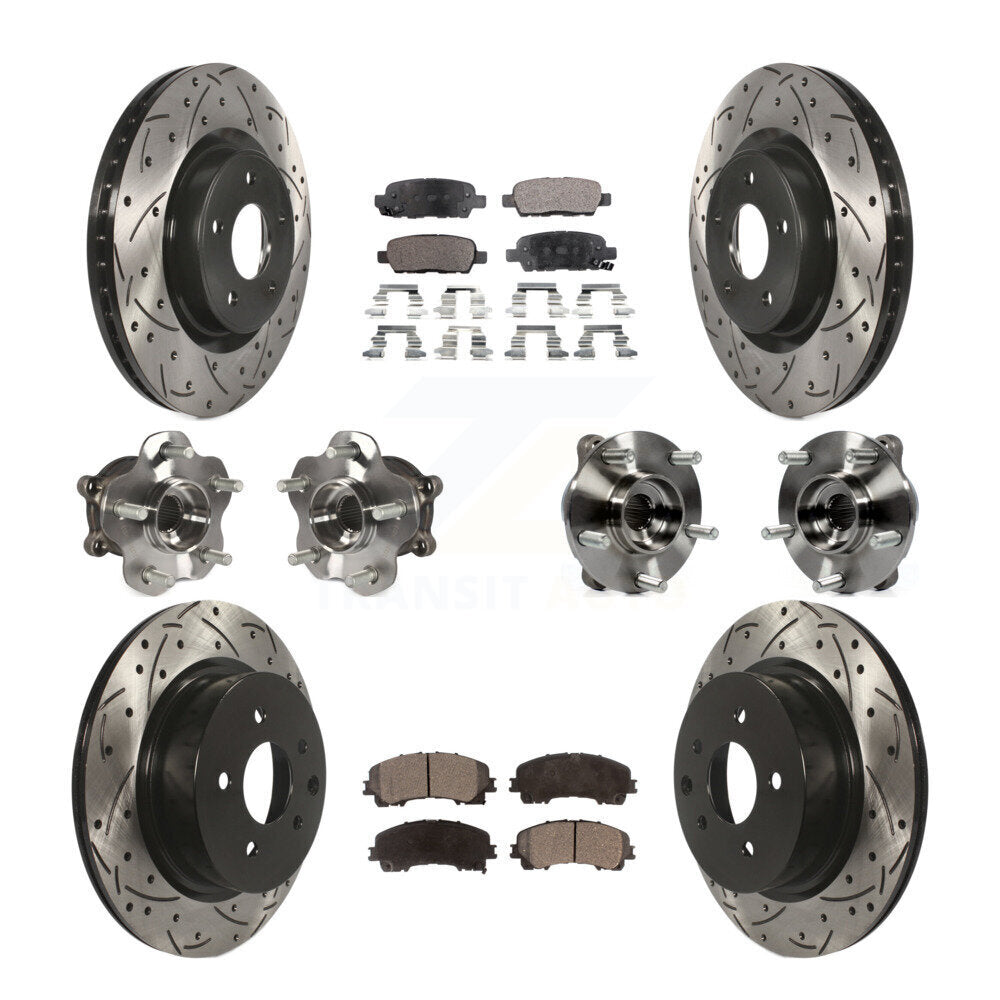 Kit de rotor et de plaquettes de frein revêtus de roulement de moyeu avant et arrière (10 pièces) pour INFINITI QX50 AW