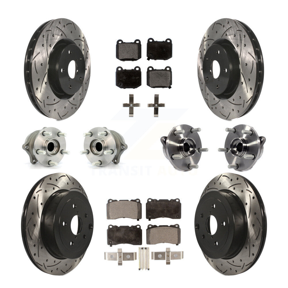 Kit de plaquettes de rotor de frein enduites de roulement de moyeu avant et arrière (10 pièces) pour Subaru Impreza WR