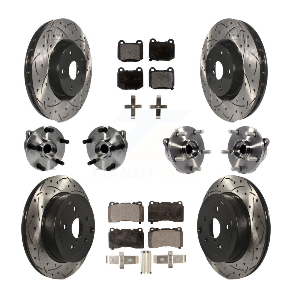 Kit de plaquettes de rotor de frein enduites de roulement de moyeu avant et arrière (10 pièces) pour Subaru Impreza WR
