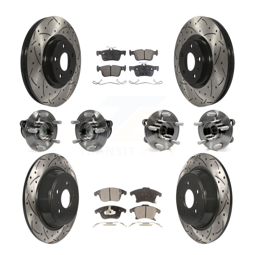 Kit de plaquettes de Rotor de frein revêtues de roulement de moyeu avant et arrière (10 pièces) pour Ford Fusion Lincol