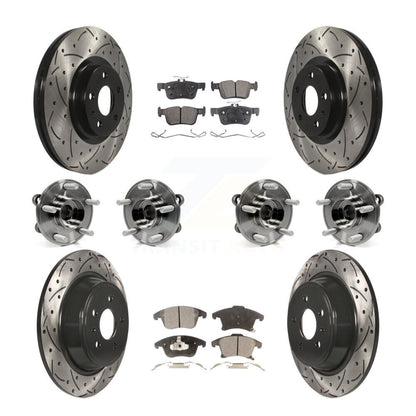 Kit de rotors et plaquettes de frein à disque revêtus de roulement de moyeu avant et arrière (10 pièces) pour Lincoln MK