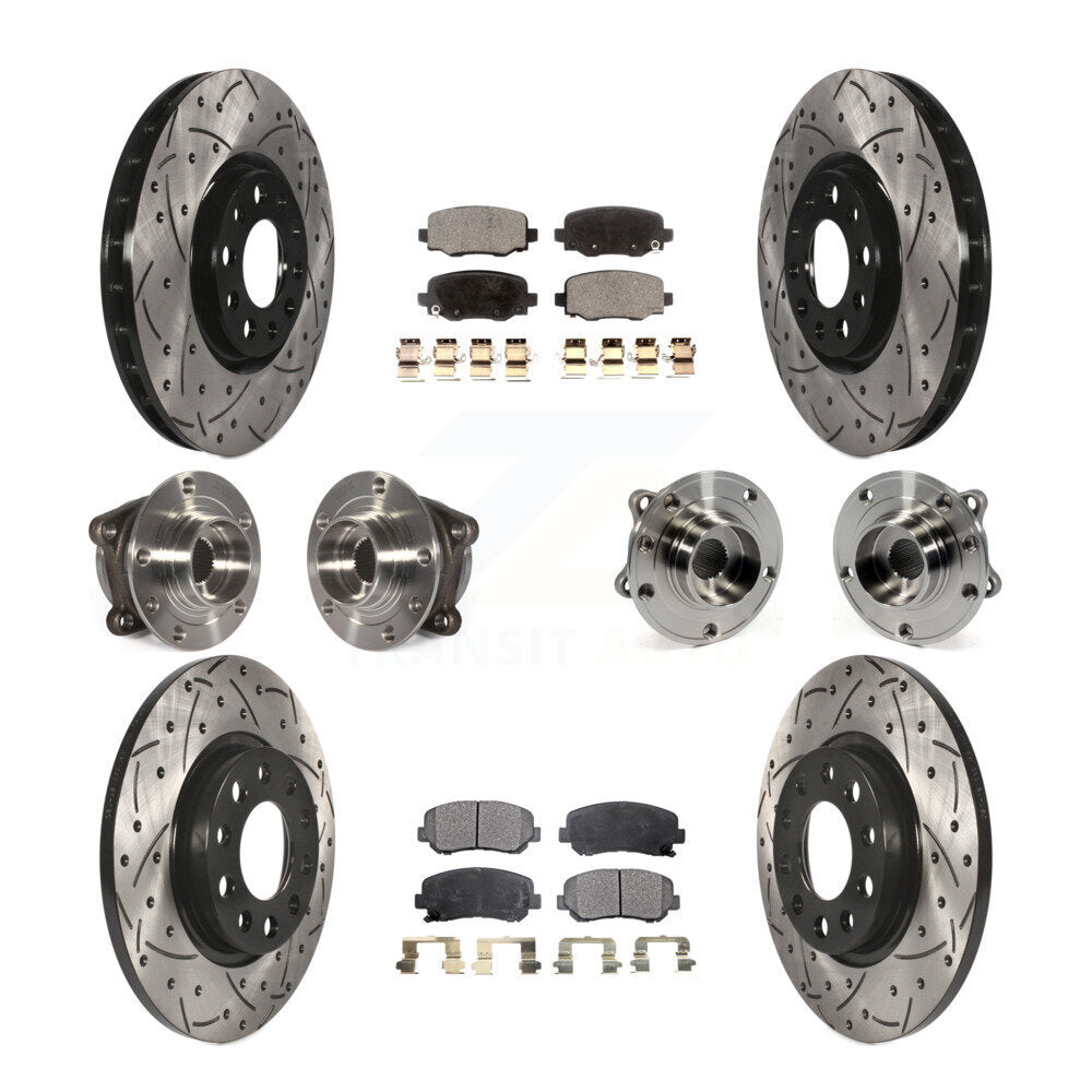 Kit de rotors et plaquettes de frein revêtus de roulement de moyeu avant et arrière (10 pièces) pour Chrysler 200 AW