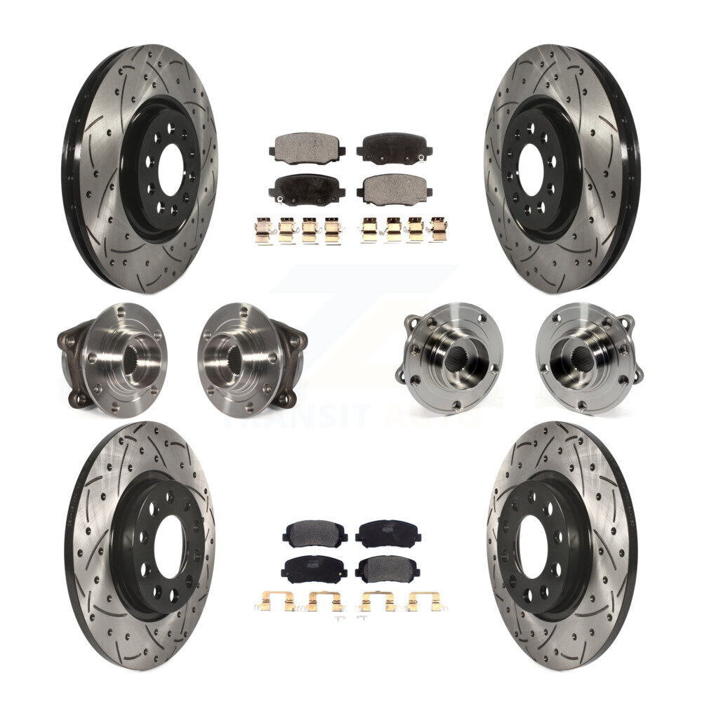 Kit de rotors et plaquettes de frein revêtus de roulement de moyeu avant et arrière (10 pièces) pour Chrysler 200 AW