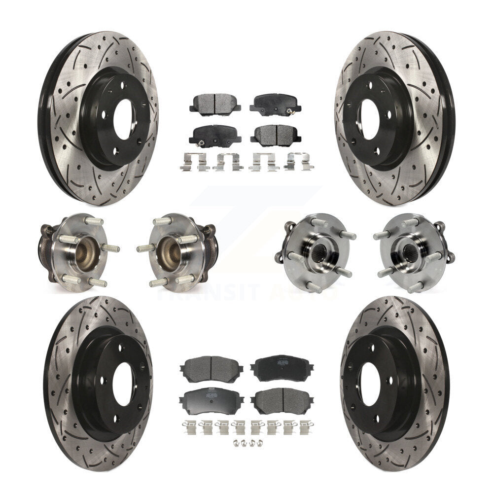Kit de rotors et plaquettes de frein à disque revêtus de roulements de moyeu avant et arrière (10 pièces) pour Mazda