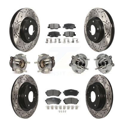Kit de rotors et plaquettes de frein à disque revêtus de roulements de moyeu avant et arrière (10 pièces) pour Mazda