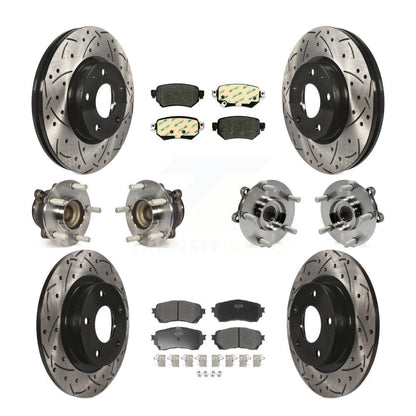 Kit de rotor et de plaquettes de frein revêtus de roulement de moyeu avant et arrière (10 pièces) pour Mazda 2016 – 2018
